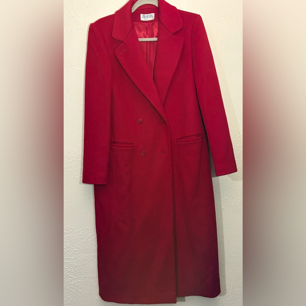 Women's Vintage J.G. Hook 100% Purr Wool Red Trench Preppy Coat